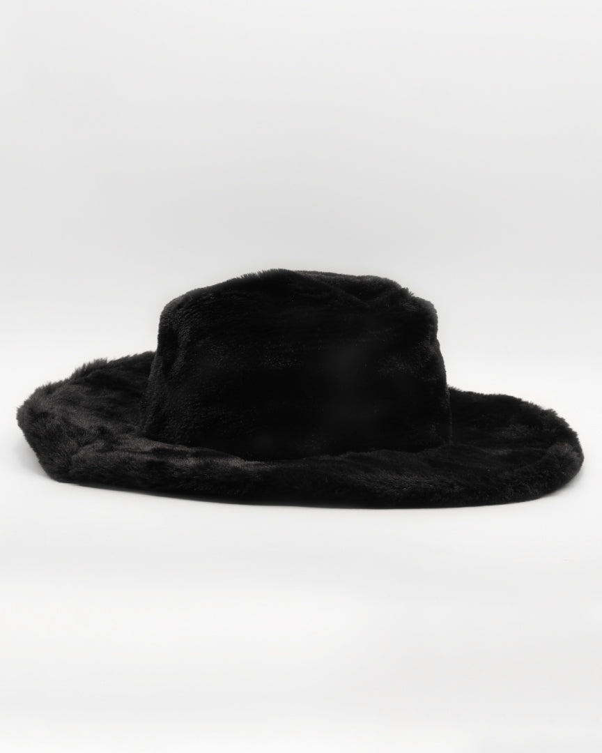 Higher Power Faux Fur Hat In Black